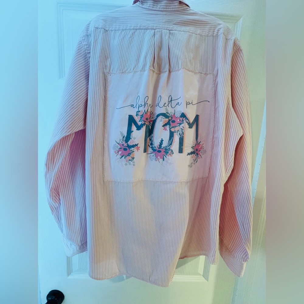 Custom Alpha Delta Pi Mom Ralph Lauren button down women’s size 16 pink